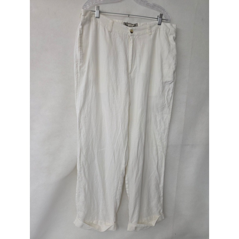 Charleston Twills Mens 100% Linen Pants White 38x30 Relaxed Straight Leg Beach